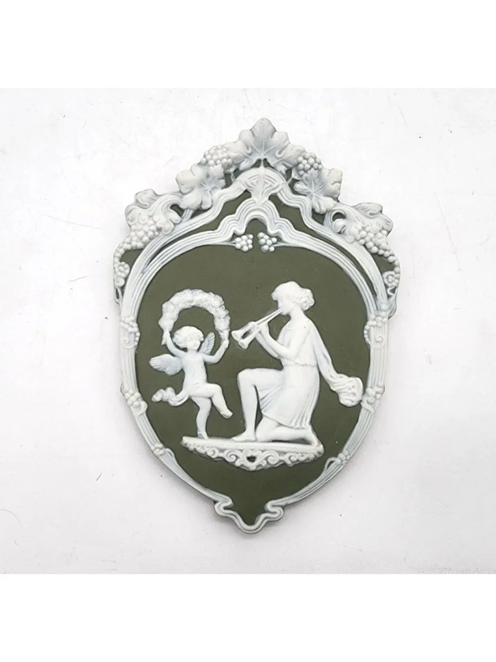 Schafer Vater Neoclassical Green Jasperware Wall Plaque